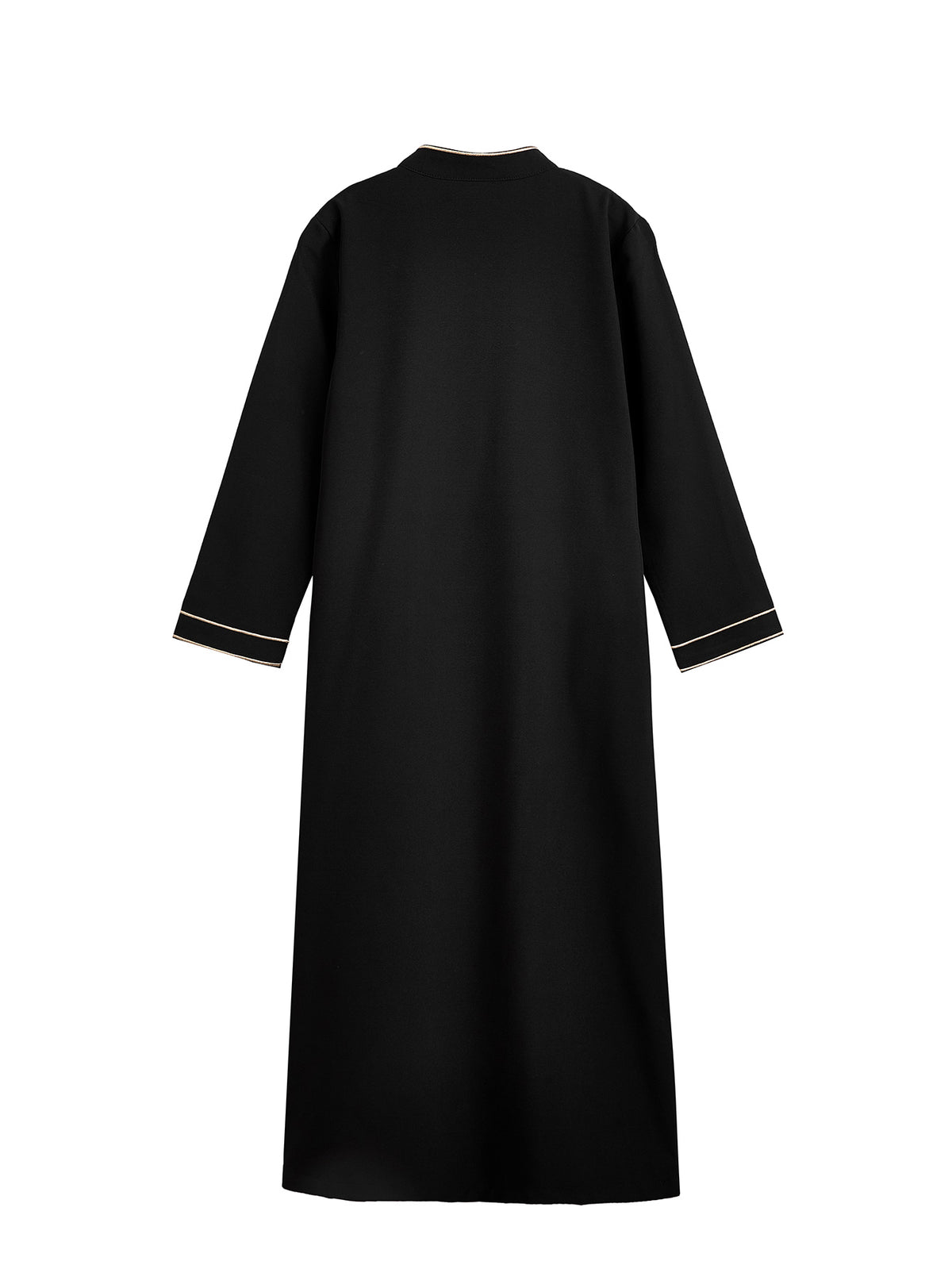 Boys' Geometric Embroidered Thobe with Gold-Tone Trim – Available in White or Black