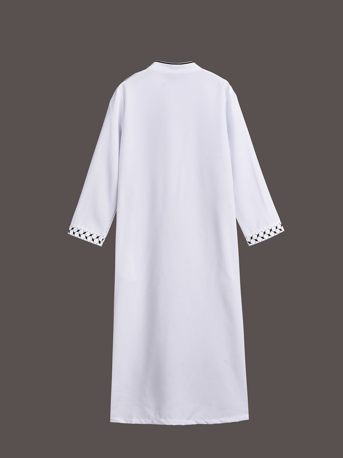 Boys' Embroidered Thobe – Classic Long-Sleeve Arabic Robe with Keffiyeh-Inspired Trim