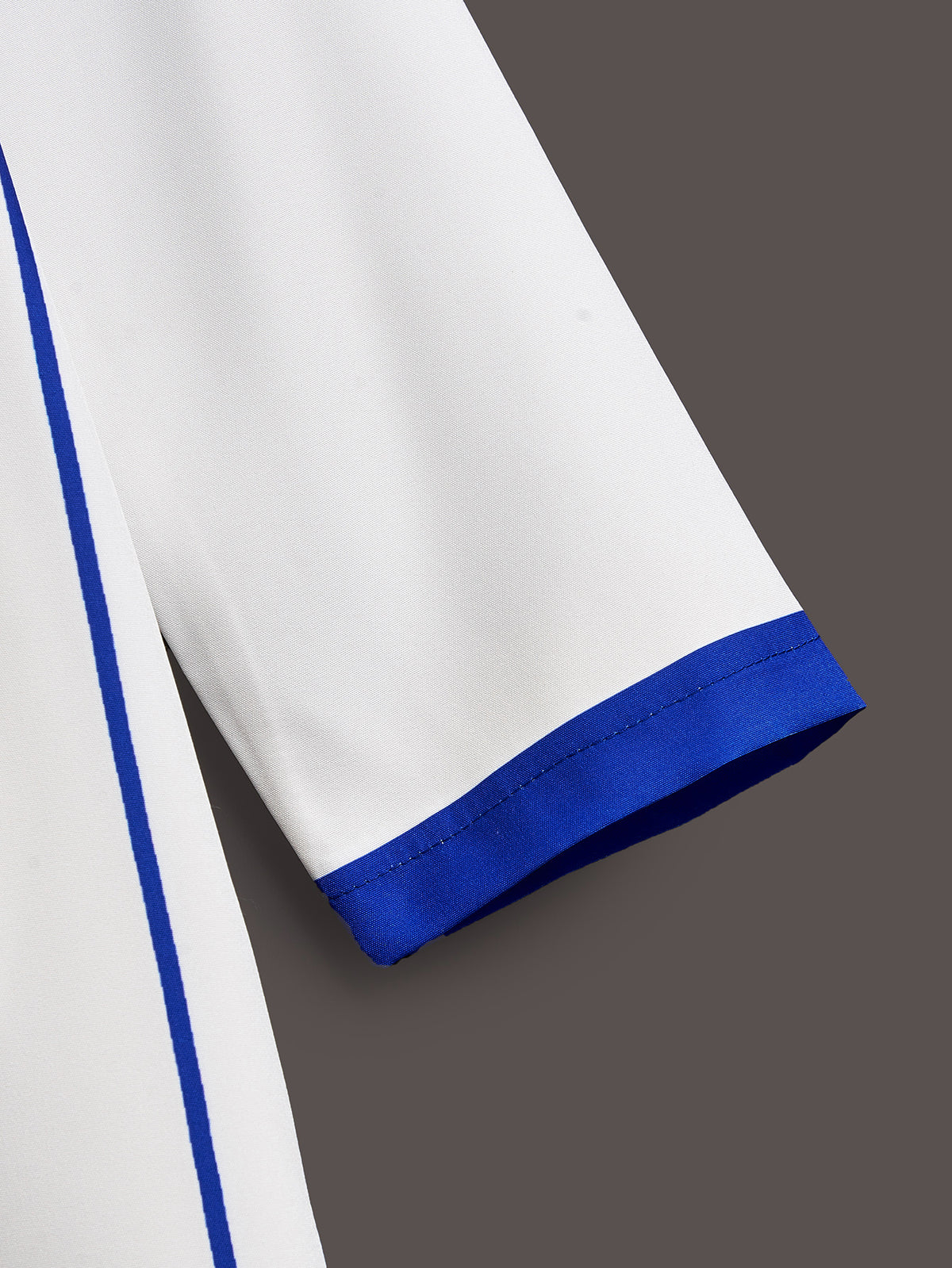 Boys' White Hooded Djellaba with Royal Blue Trim
