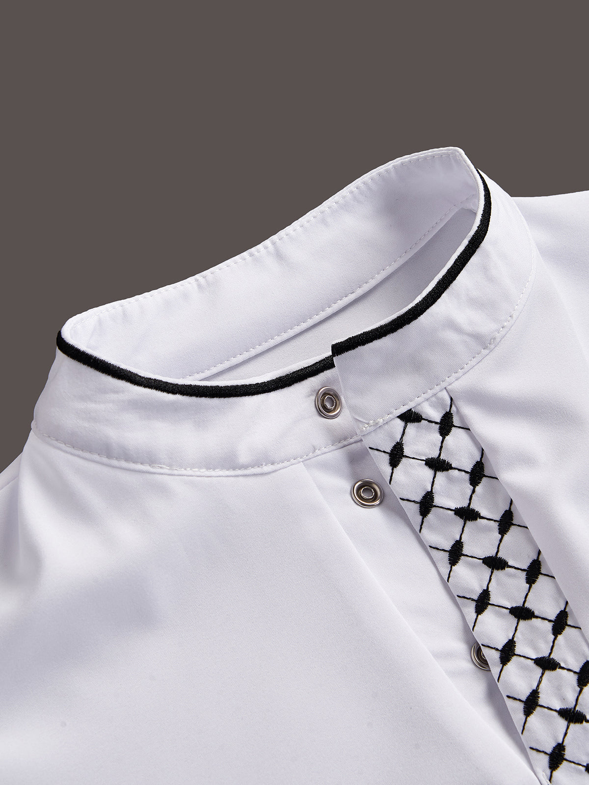 Boys' Embroidered Thobe – Classic Long-Sleeve Arabic Robe with Keffiyeh-Inspired Trim
