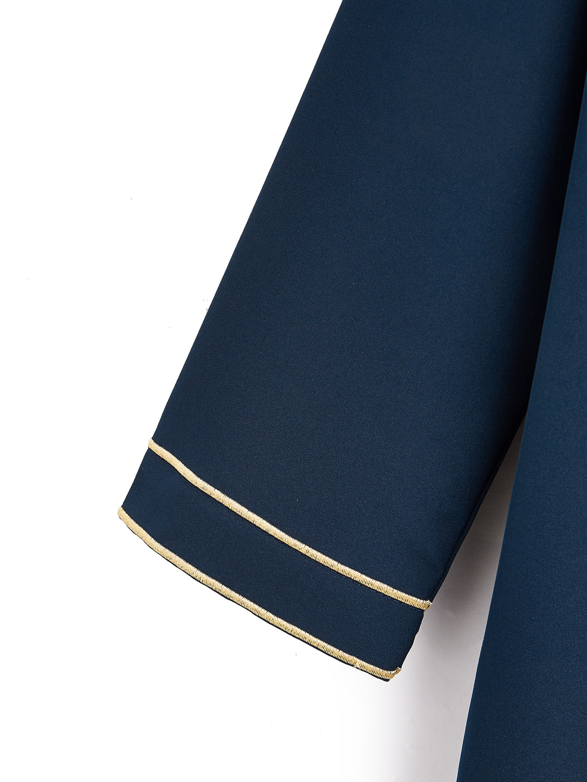 Boys' Navy Blue Thobe with Gold Embroidery & Button Placket
