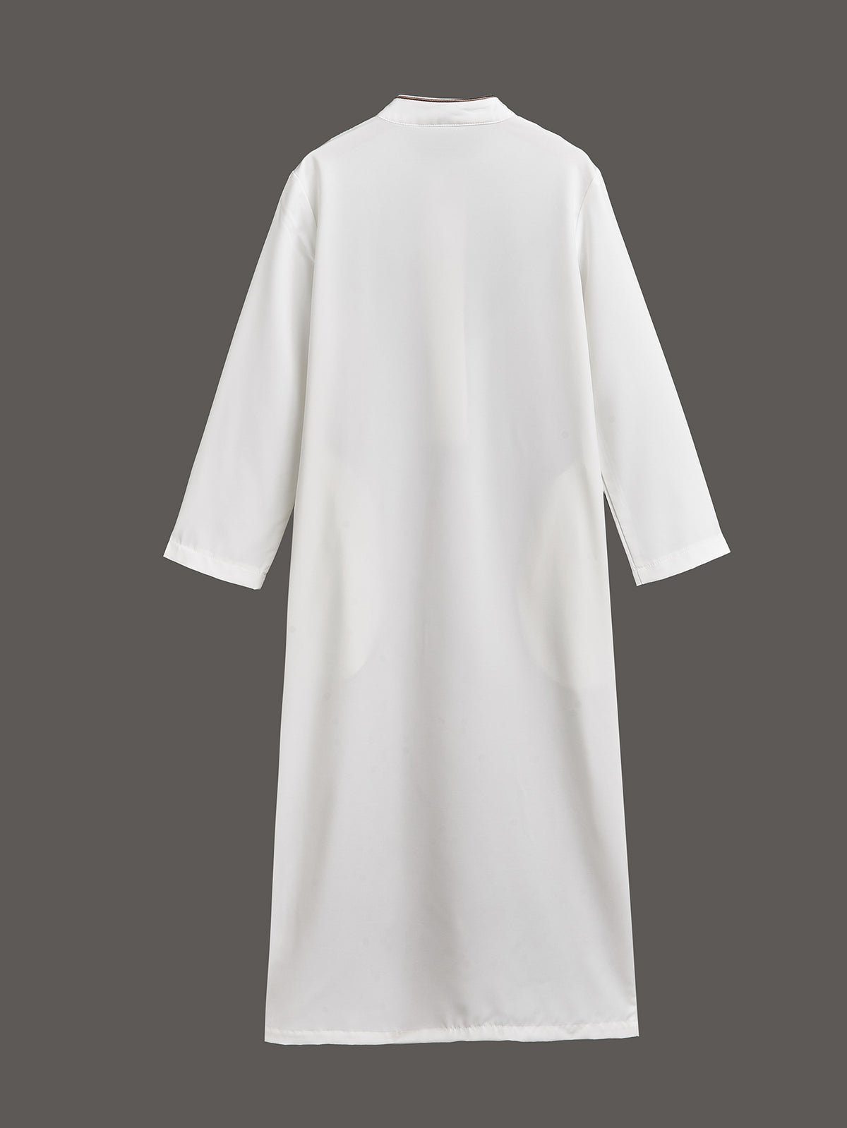 Boys' White Thobe with Black Ornamental Embroidery