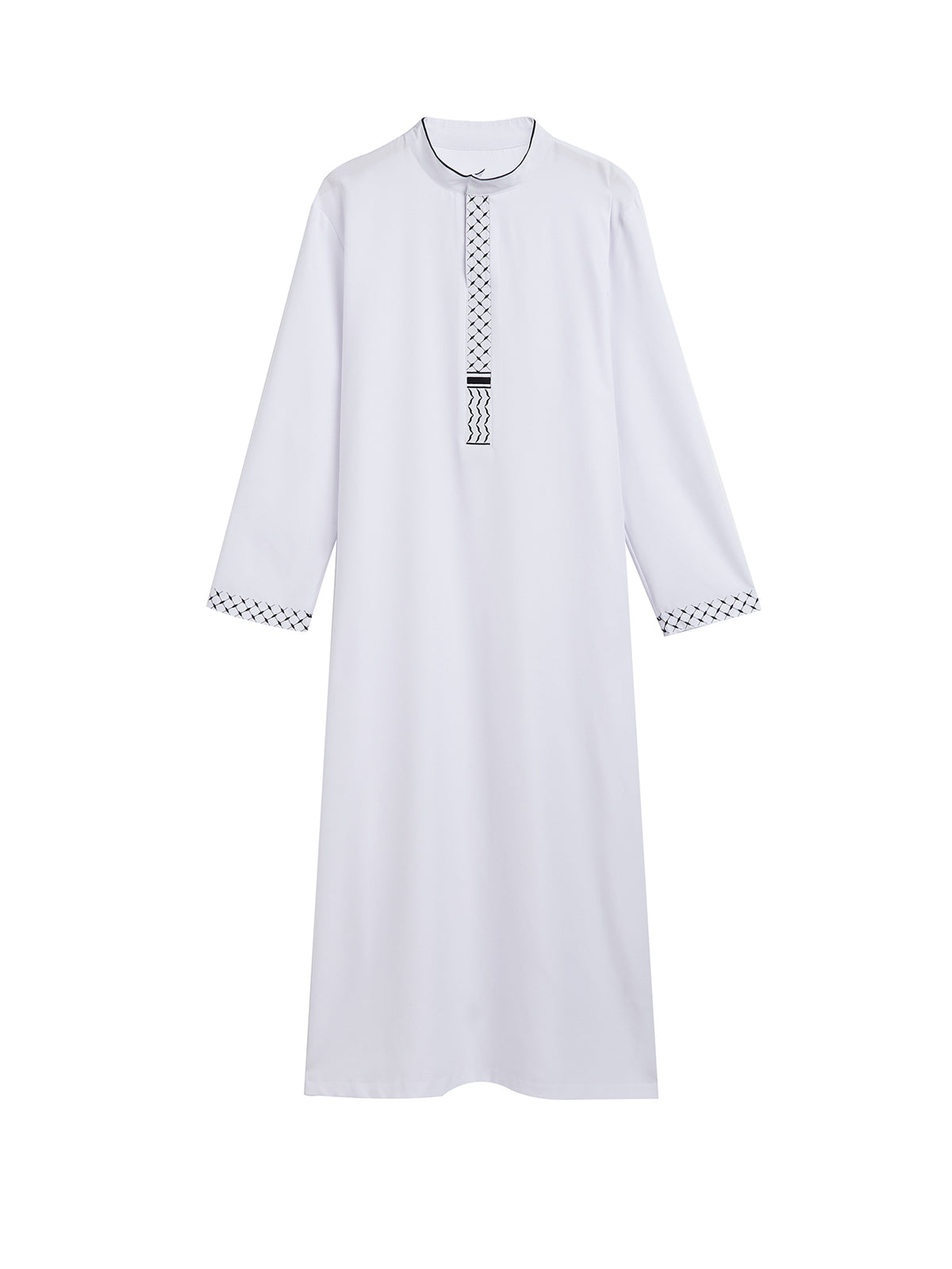 Qamis Brodé Col Droit Homme - 3 Couleurs Disponibles