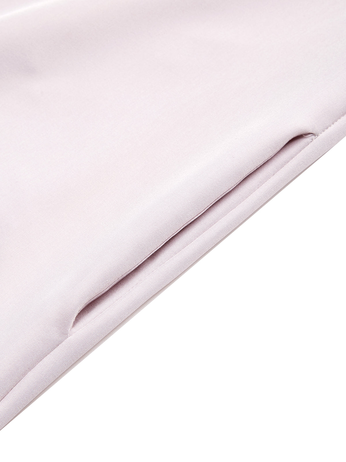 Qamis violet clair à col montant avec broderie géométrique marron et passepoil contrastant noir - Coupe décontractée