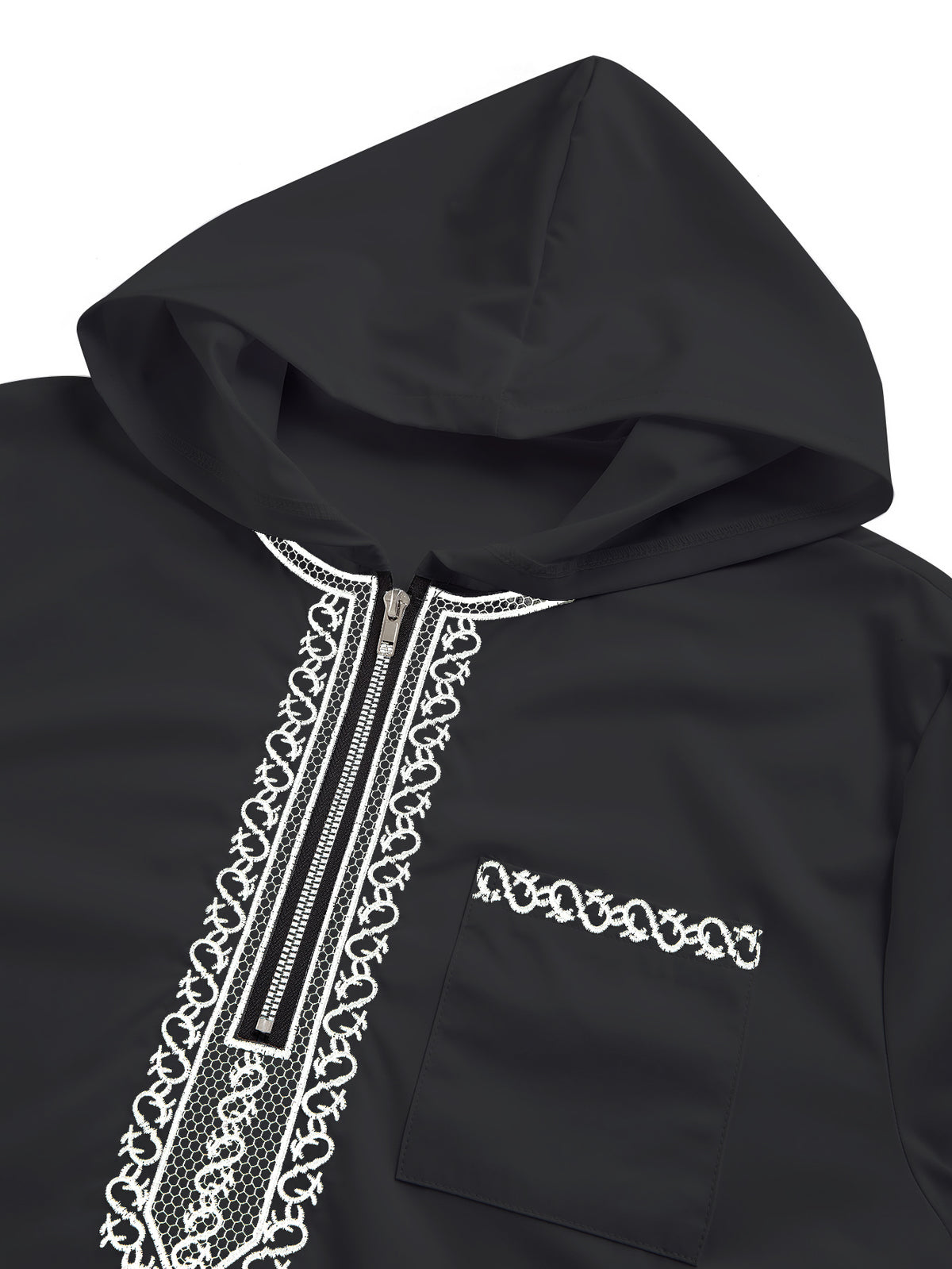 Qamis marocain classique à capuche pour homme - fermeture éclair sur le devant avec broderie contrastante, disponible en deux couleurs