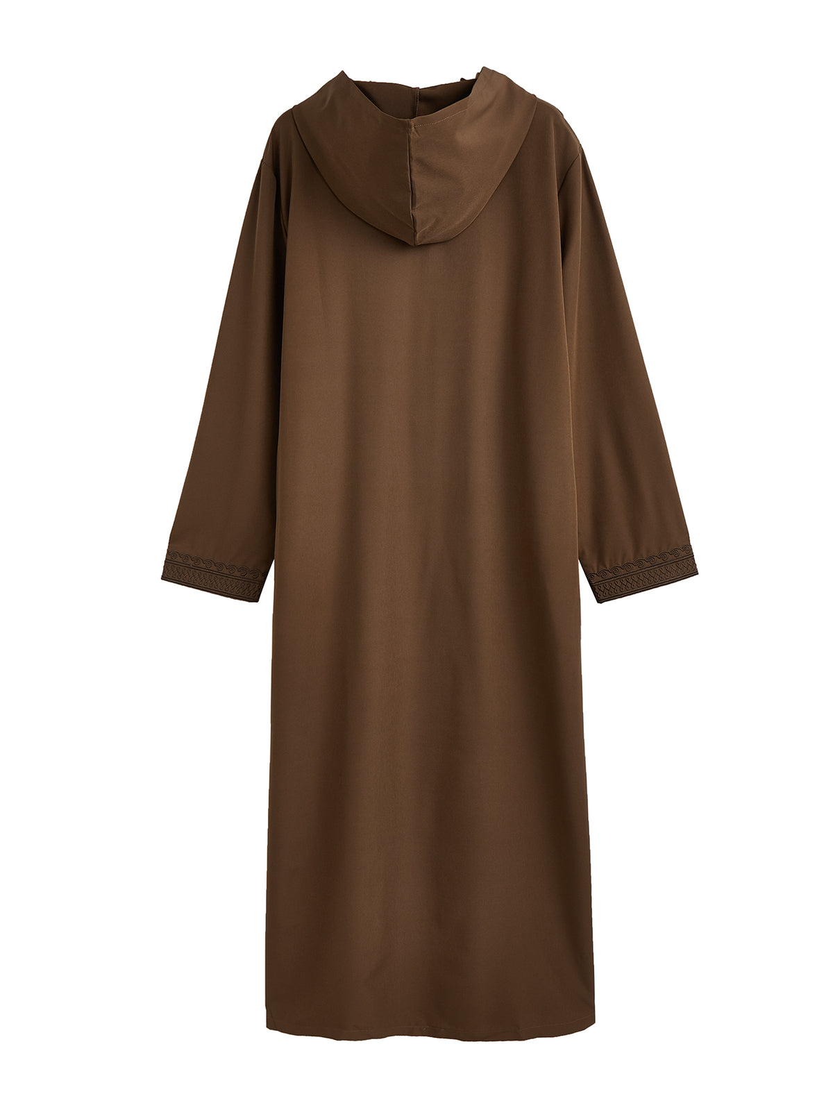 Thobe marocain à capuche pour homme, couleur marron – Robe élégante vintage avec broderie foncée sur la poitrine