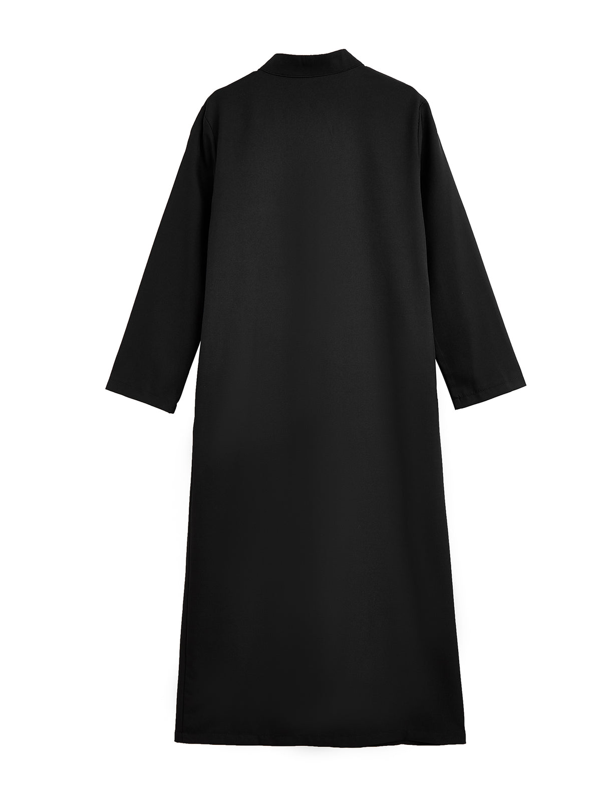 Boys’ Stand-Collar Thobe with Square Button Details & Chest Pocket – Available in White or Black