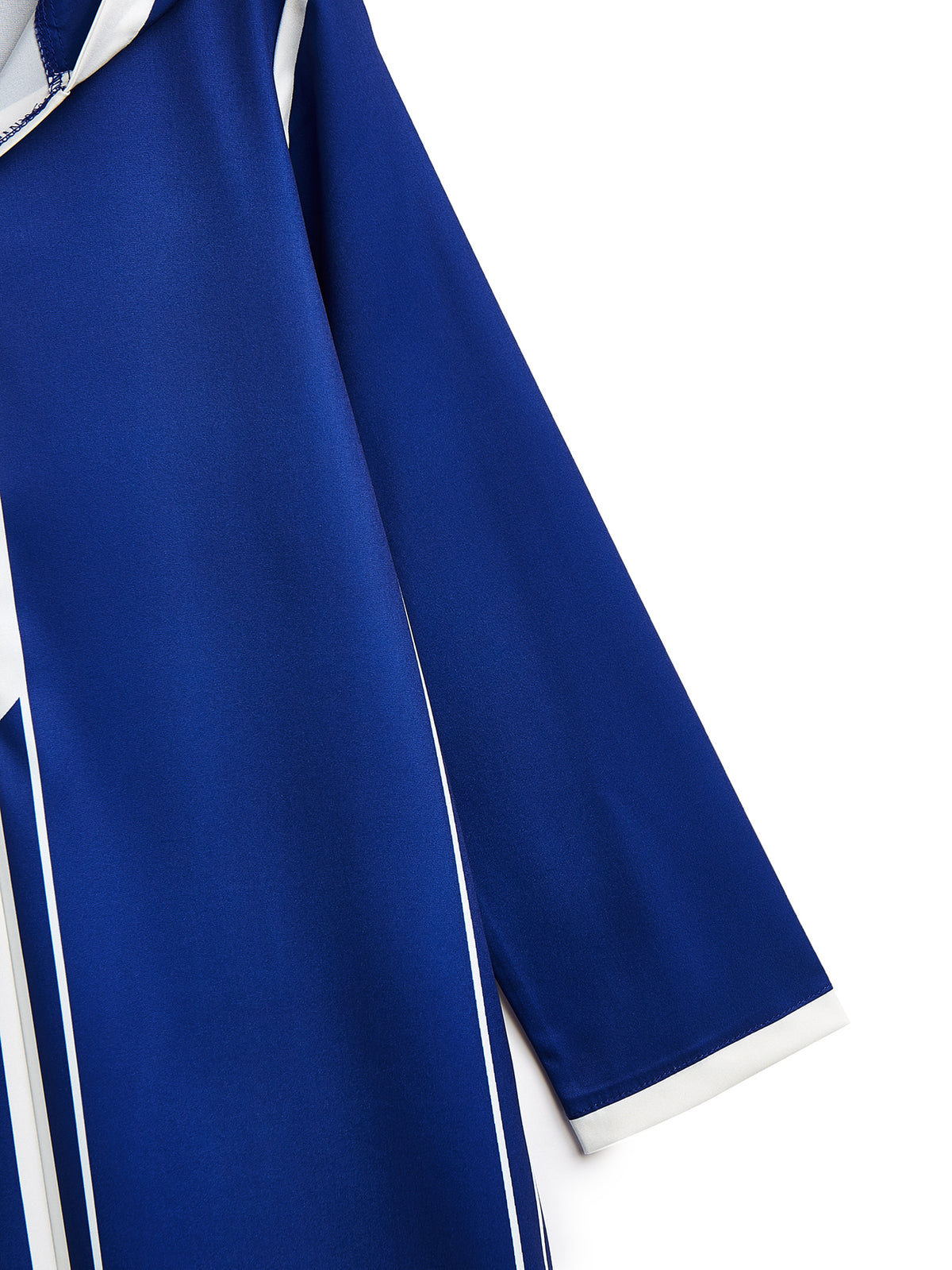 Boys’ Royal Blue Hooded Djellaba with White Contrast Trim – Long Sleeve Robe for Eid & Everyday Wear