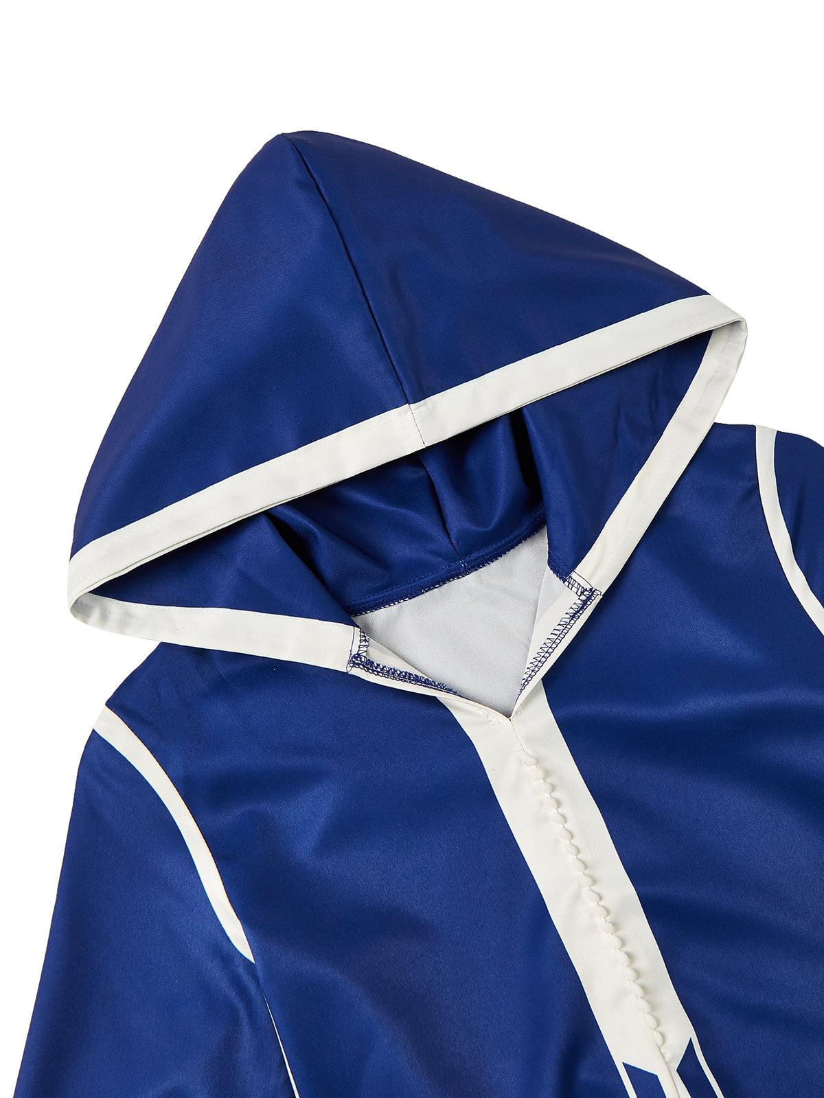 Boys’ Royal Blue Hooded Djellaba with White Contrast Trim – Long Sleeve Robe for Eid & Everyday Wear