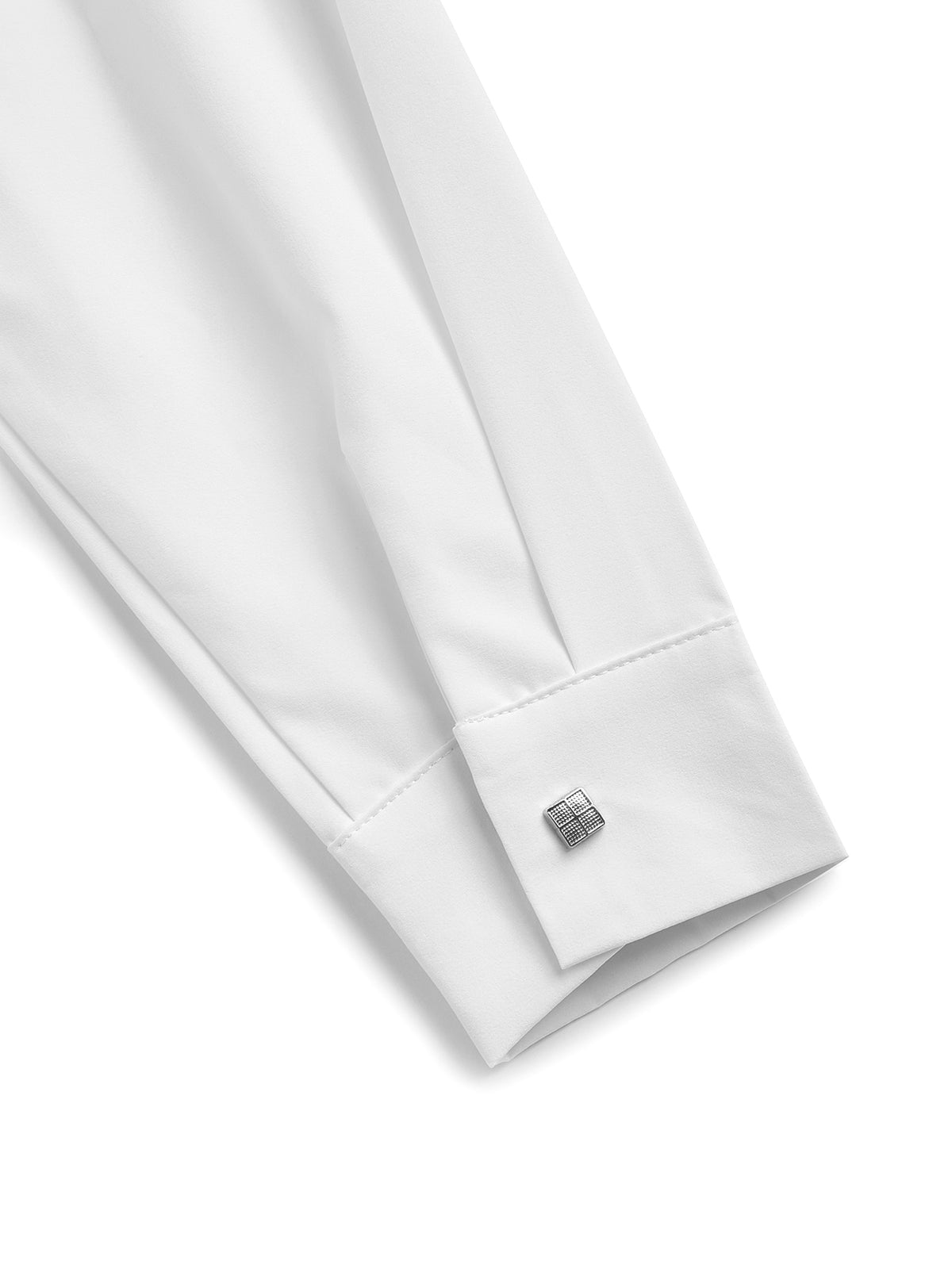 Qamis blanc homme à col droit - Élégante robe de prière de l'Aïd al-Fitr avec broderies argentées