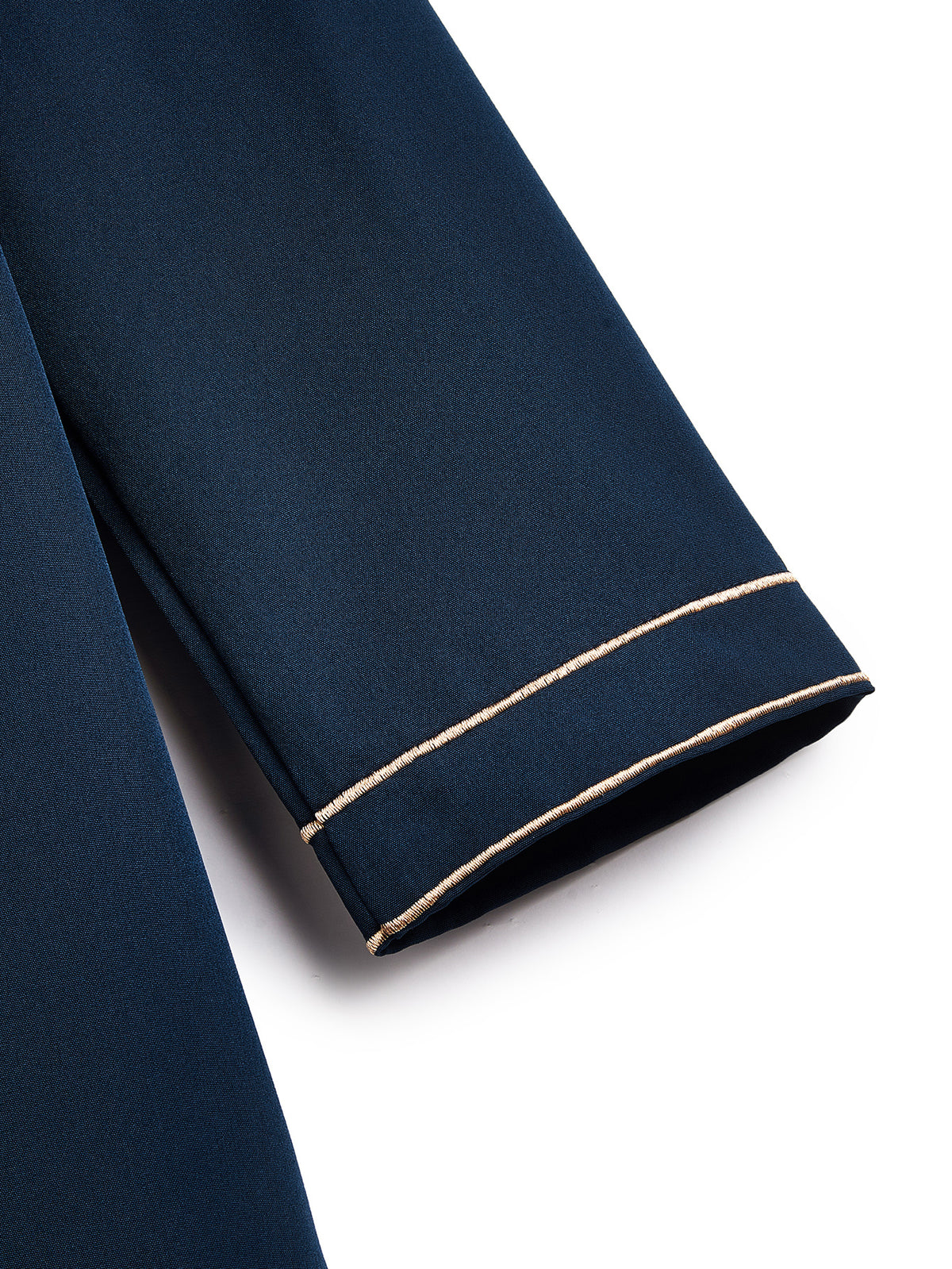 Boys' Embroidered Thobe – Classic Navy Blue Long-Sleeve Arabic Robe with Gold Trim