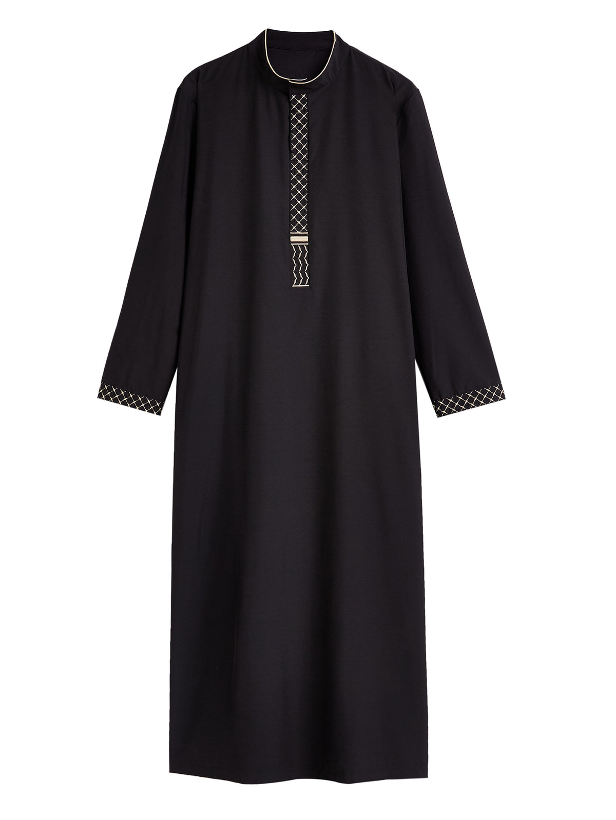 Qamis Brodé Col Droit Homme - 3 Couleurs Disponibles