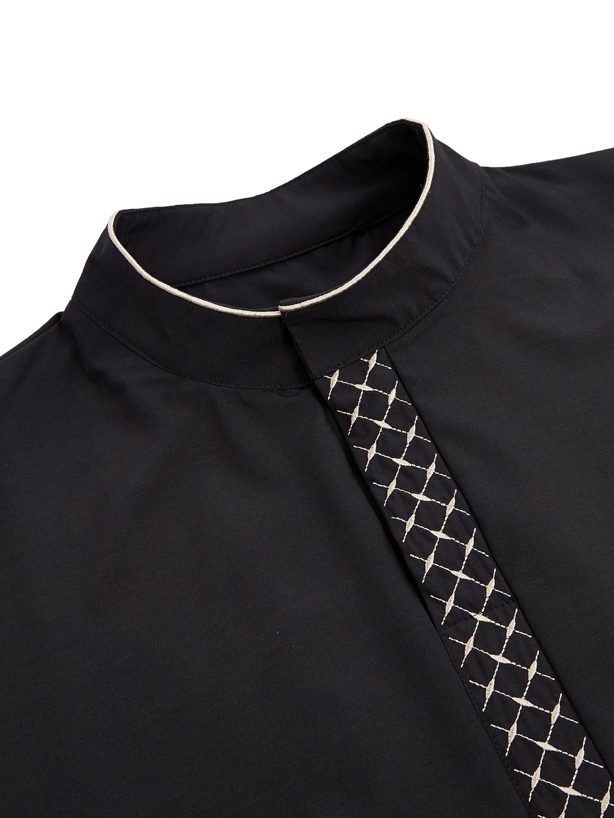 Qamis Brodé Col Droit Homme - 3 Couleurs Disponibles