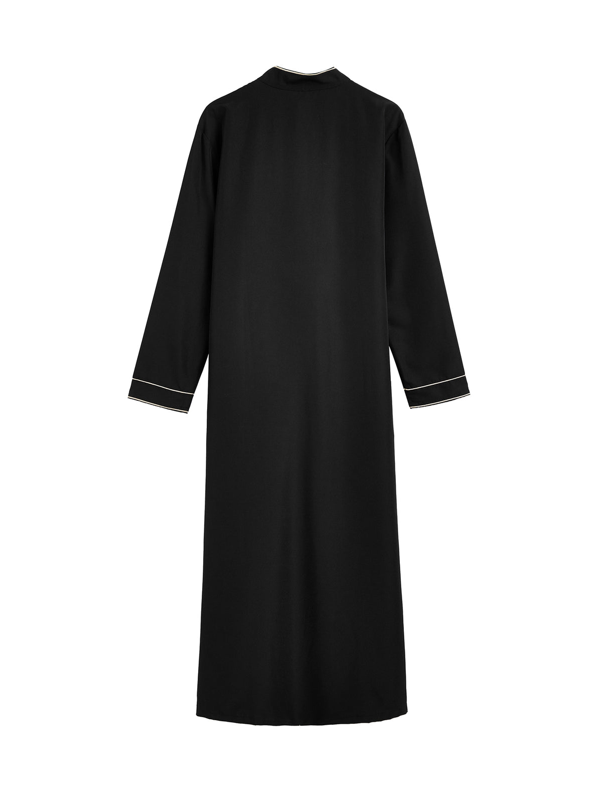 Qamis raffiné pour homme avec col montant, broderie géométrique et fausse poche décorative – Deux couleurs disponibles