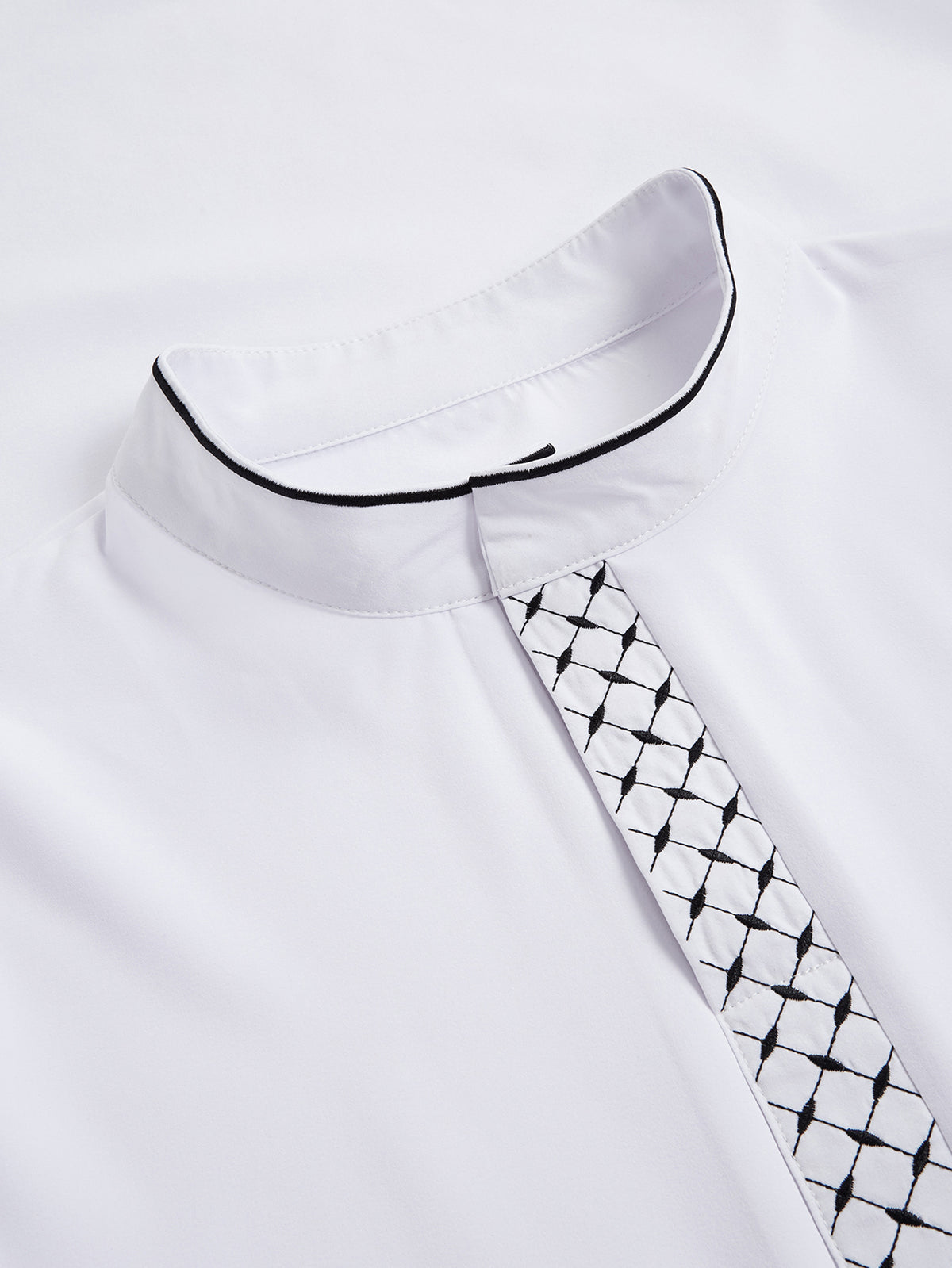 Qamis Brodé Col Droit Homme - 3 Couleurs Disponibles