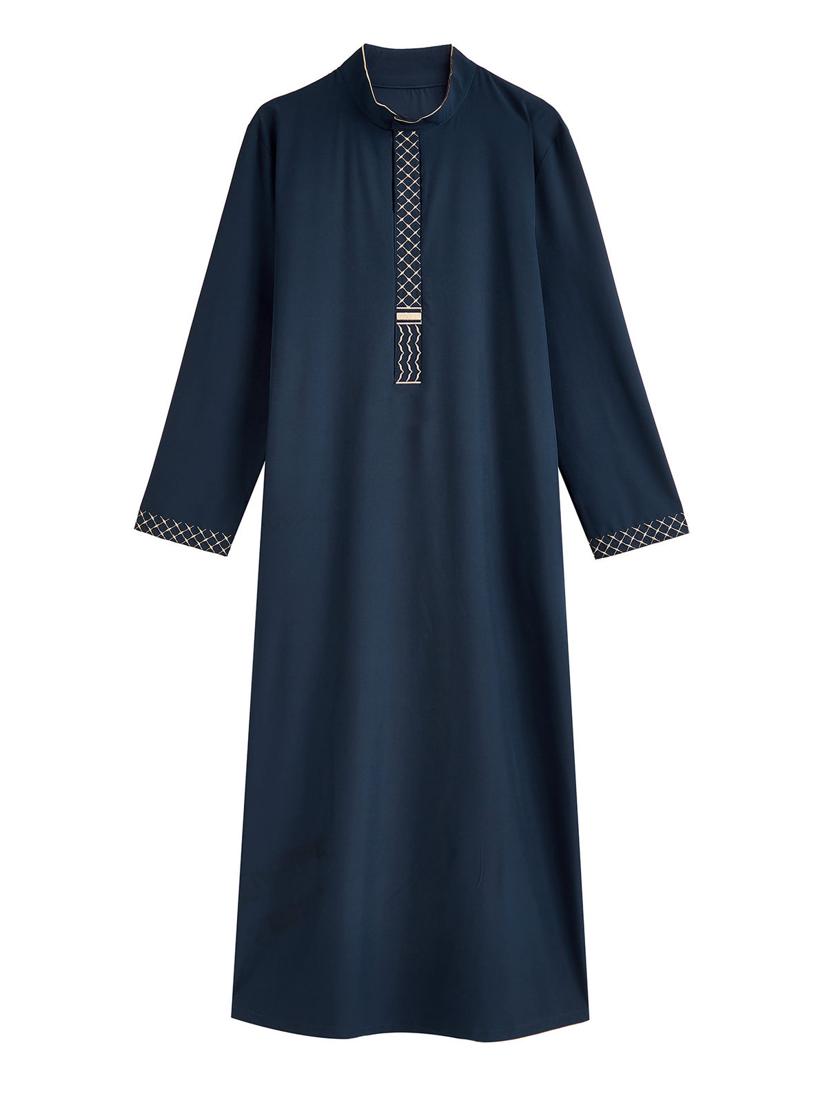 Qamis Brodé Col Droit Homme - 3 Couleurs Disponibles