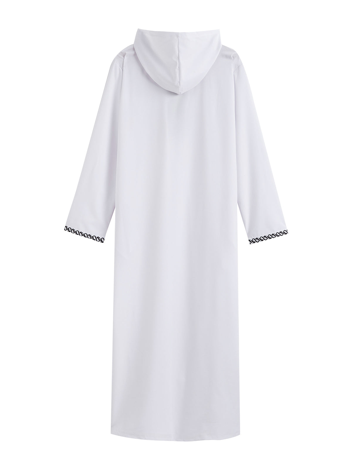 Qamis marocain classique à capuche pour homme - fermeture éclair sur le devant avec broderie contrastante, disponible en deux couleurs