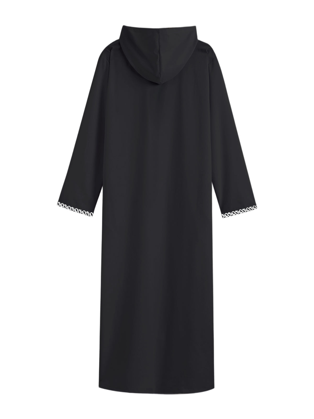 Qamis marocain classique à capuche pour homme - fermeture éclair sur le devant avec broderie contrastante, disponible en deux couleurs