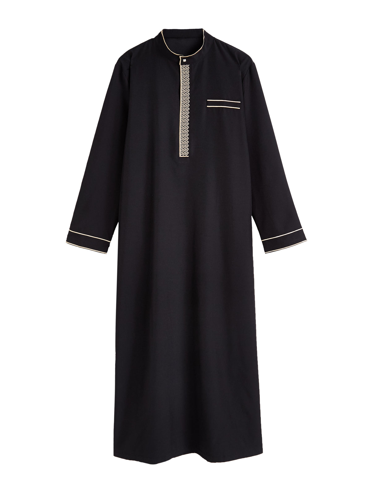 Men's Stand Collar Arabian Thobe - Spring & Autumn Prayer Robe for Eid al-Fitr & al-Adha