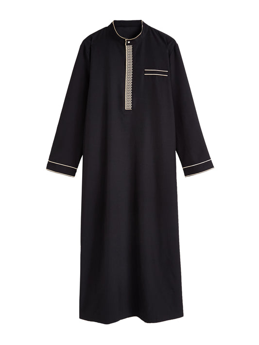 Herren Stehkragen Arabisches Thobe - Gebetsgewand für Frühling & Herbst für Eid al-Fitr & al-Adha